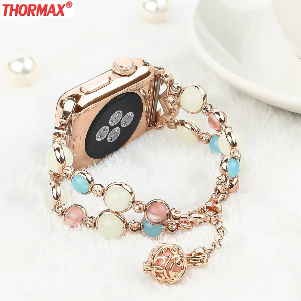 Ремешок для часов Apple watch series 4 5 44 мм 40 браслет с ночным светильник том iWatch 1/2/3 38 42