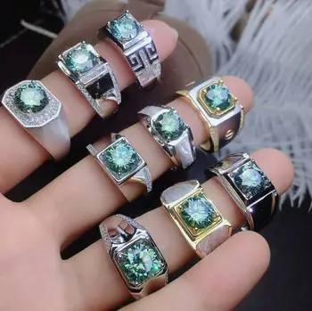 

MeiBaPJ 9 Styles 2 Carats Moissanite Gemstone Diamond Ring for Men 925 Sterling Silver Fine Wedding Jewelry