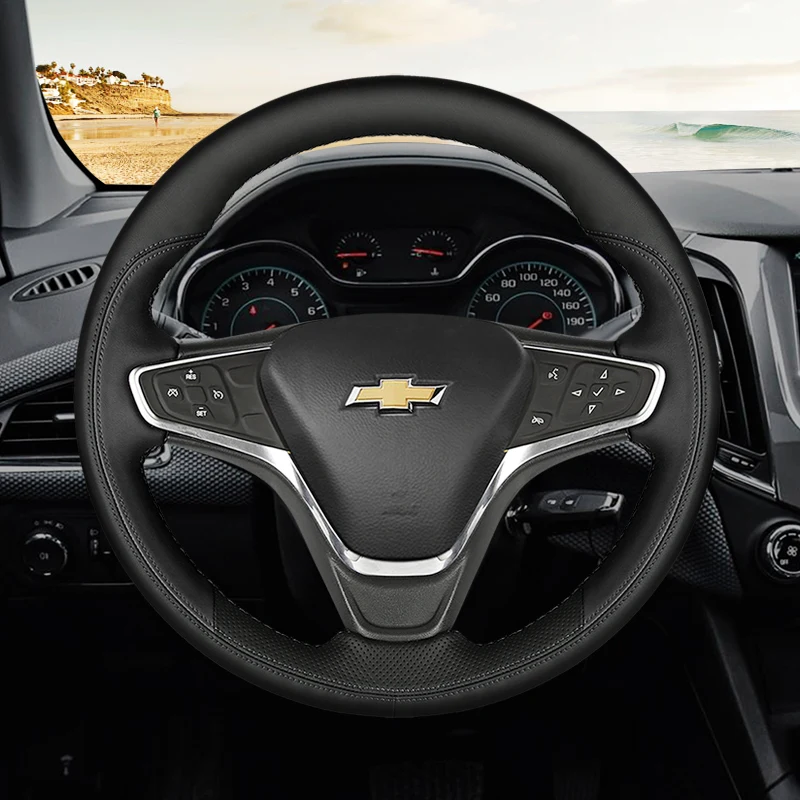 

For Chevrolet Equinox MALIBU XL Monza CRUZE DIY Custom leather hand-sewn car steering wheel cover auto parts