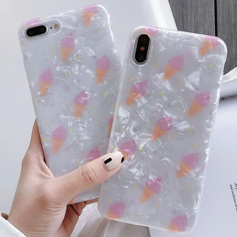 Простой чехол для телефона с рисунком мороженого iPhone 6 6s 7 8 Plus X Xs XR Max мягкий из ТПУ