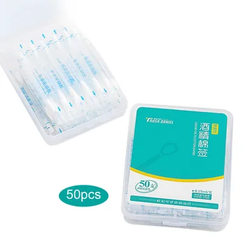 

50Pcs/Box Disposable Alcohol Stick Disinfected Cotton Swab Emergency Care Sanitary Women Makeup Cotton Buds Tip Bruise Care Tool