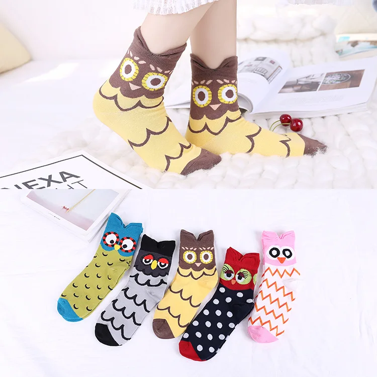 

10 Pair Women Owl Pattern Socks cotton Female Retro Casual Style Socks Breathable