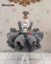 Princess Dress Luxury Beaded Flower Girl Dresses For Wedding Ruffles First Communion Dress Cute Baby Party Dresss