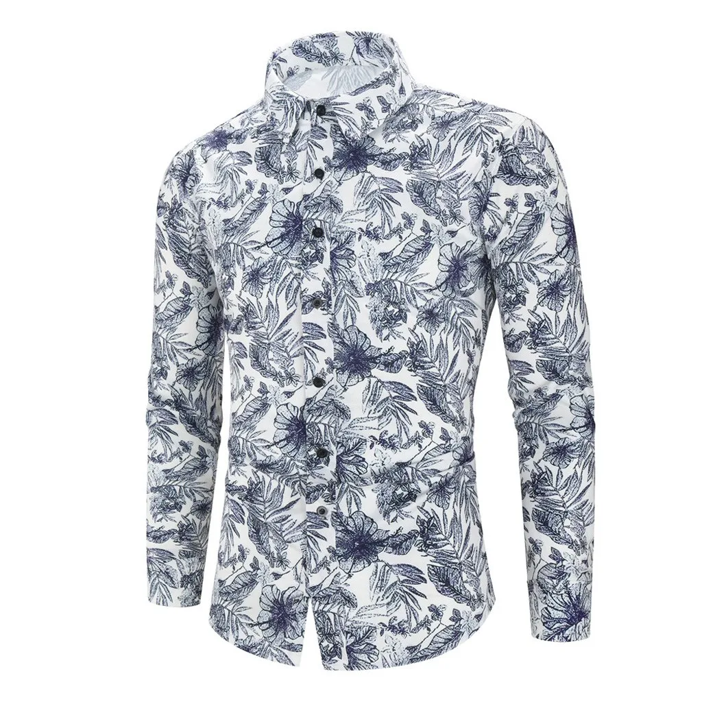 Для Мужчин's футболка с принтом Для мужчин рубашка Camisa hombre осенний комбинированный Бизнес Досуг кофты с длинным рукавом и принтом, рубашка с длинными рукавами Блуза Топ ropa hombre