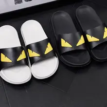 Мужские шлепанцы; Вьетнамки; шлепанцы с изображением глаз дьявола; Летняя женская обувь с рисунком; Мужская обувь; две разные подошвы; zapatos hombre