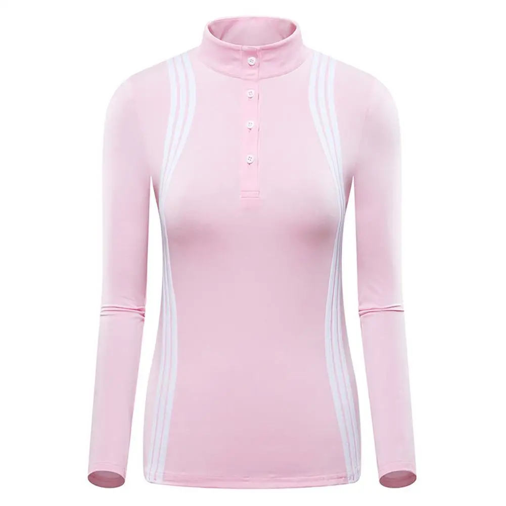 Pink Yfashion/Женская спортивная одежда с длинными рукавами; сезон осень-зима; одежда для гольфа; женская спортивная одежда для бега; футболка с длинными рукавами; 3 цвета - Цвет: Pink