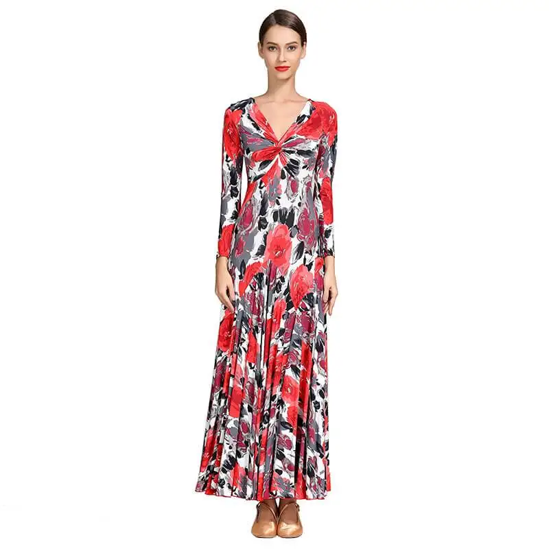 

Flared Maxi Ballroom Dress with Cutouts 226-679