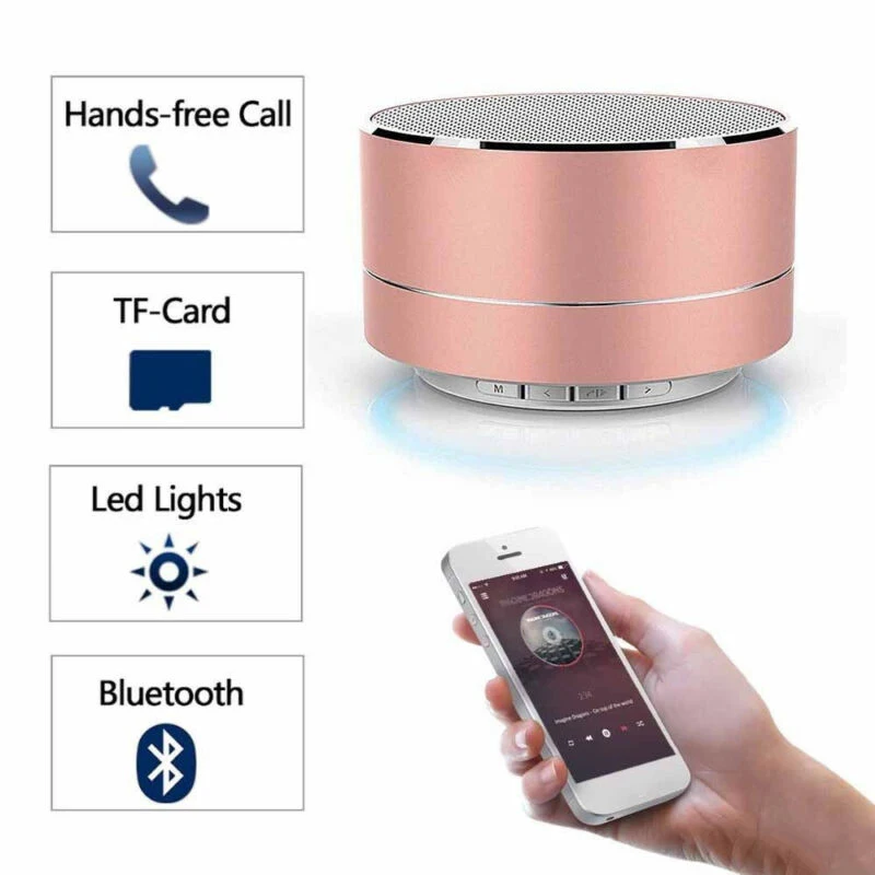 Портативный металлический беспроводной Bluetooth динамик Hifi светодиодный мини супер бас стерео для IPhone планшета