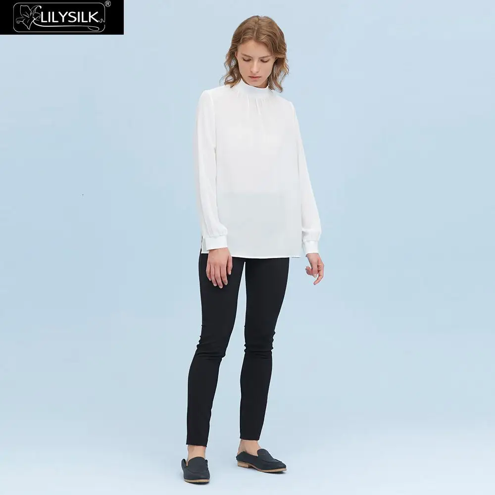 LilySilk Блузка шелковая водолазка элегантная женская