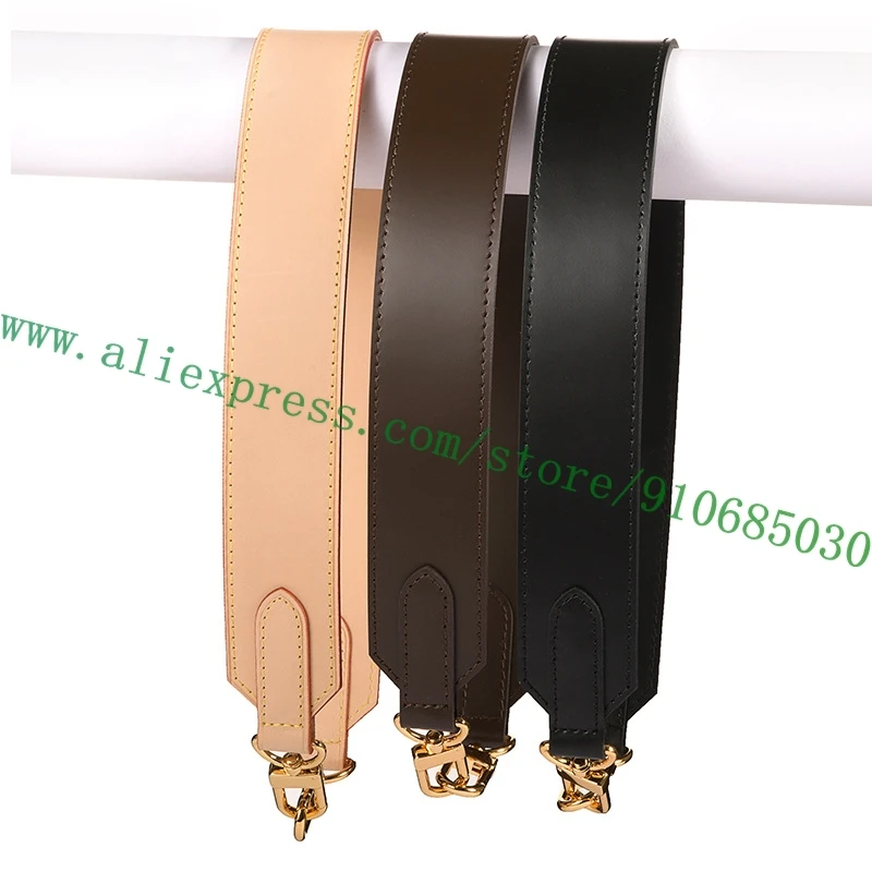 Vachetta Cowhide Leather 4cm Wide Bag Strap For Designer Women Handbag Lady Shoulder Purse Carry Belt Replacement 3 Colors 65cm