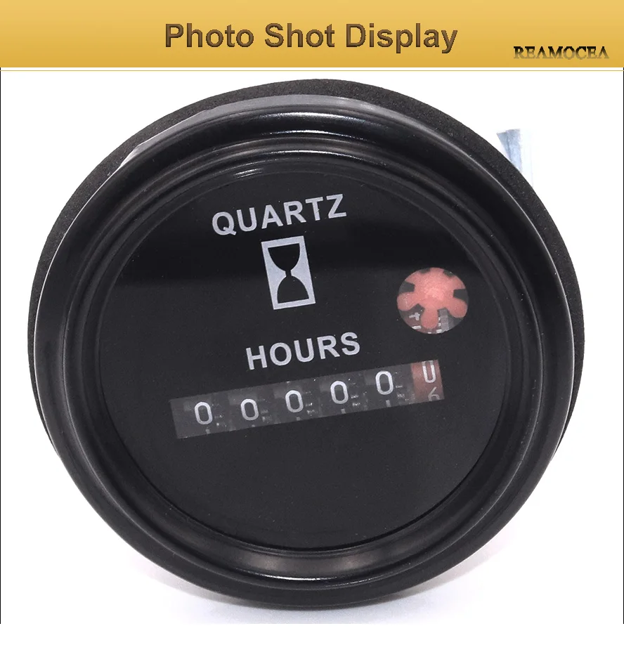Reamocea Round Mechanical Hourmeter Hour Meter Counter Timer DC 12-36V Fit for Auto Car Boat Generator Diesel Gasolin Engine (7)