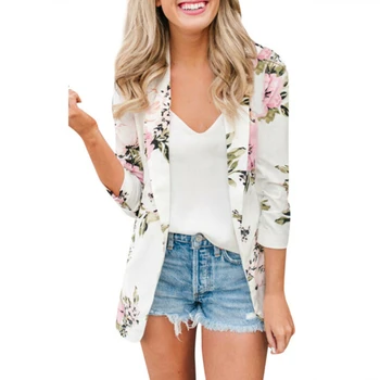 

Women Slim Business Blazer Elegant Office Ladies Casual Work Suit Vintage Floral Long Sleeve Coat Jacket Tops Outwear Clothes