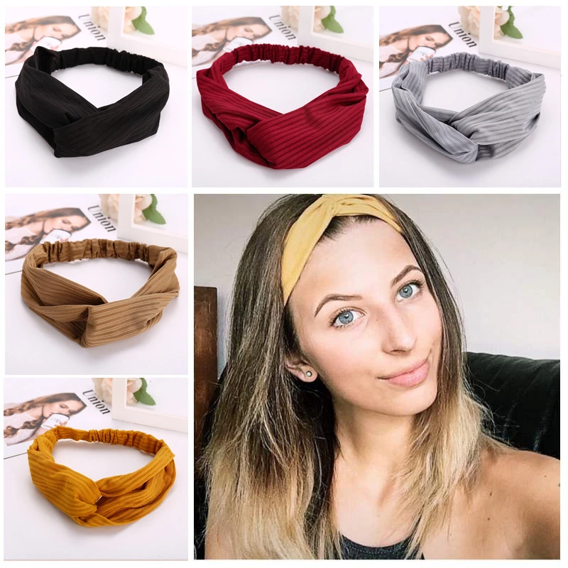 Fashion Winter Headband For Women Elegant Top Knot Head Wrap Turban Headbands Candy Color Hair Accessory