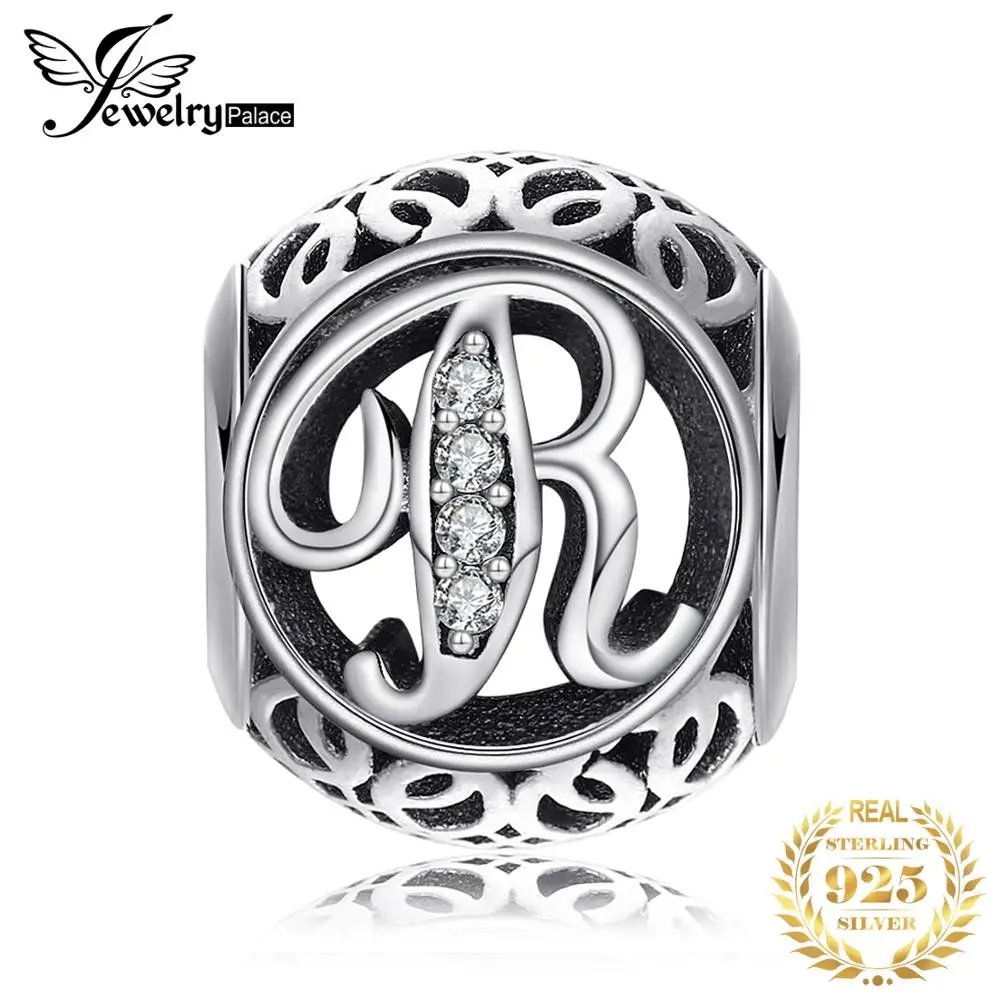 Jewelrypalace стерлингового серебра 925 Буква R жемчужный бисер Подвески Fit Браслеты