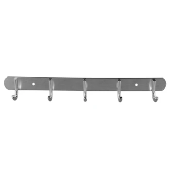 

Aluminium Alloy Wall Mounted 5 Round Head Hooks Coat Towel Hat Rack Silver Tone
