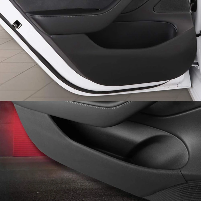 for Tesla Model 3 Door Anti-Kick Mat Leather Matte Black Protector(4 PCS/Set) Car Interior Accessories