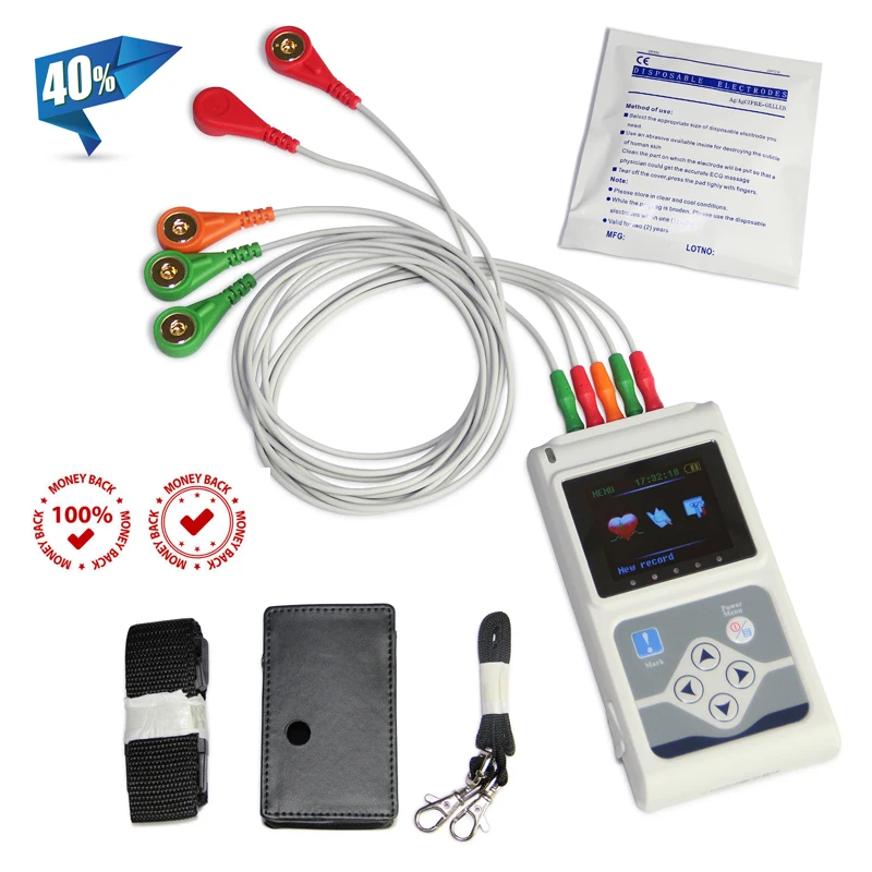 Белый CONTEC Марка три каналы ECG Holter пациента Monito ЭКГ/ЭКГ Холтеру мониторинга Системы TLC9803, 5 ЭКГ Холтеру монитор ЭКГ - Цвет: Белый
