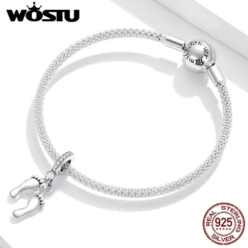 

WOSTU 2020 925 Sterling Silver Shining Zircon Little Feet Charms Fit Original Silver Bracelets Pendant Jewelry Making BKC1692