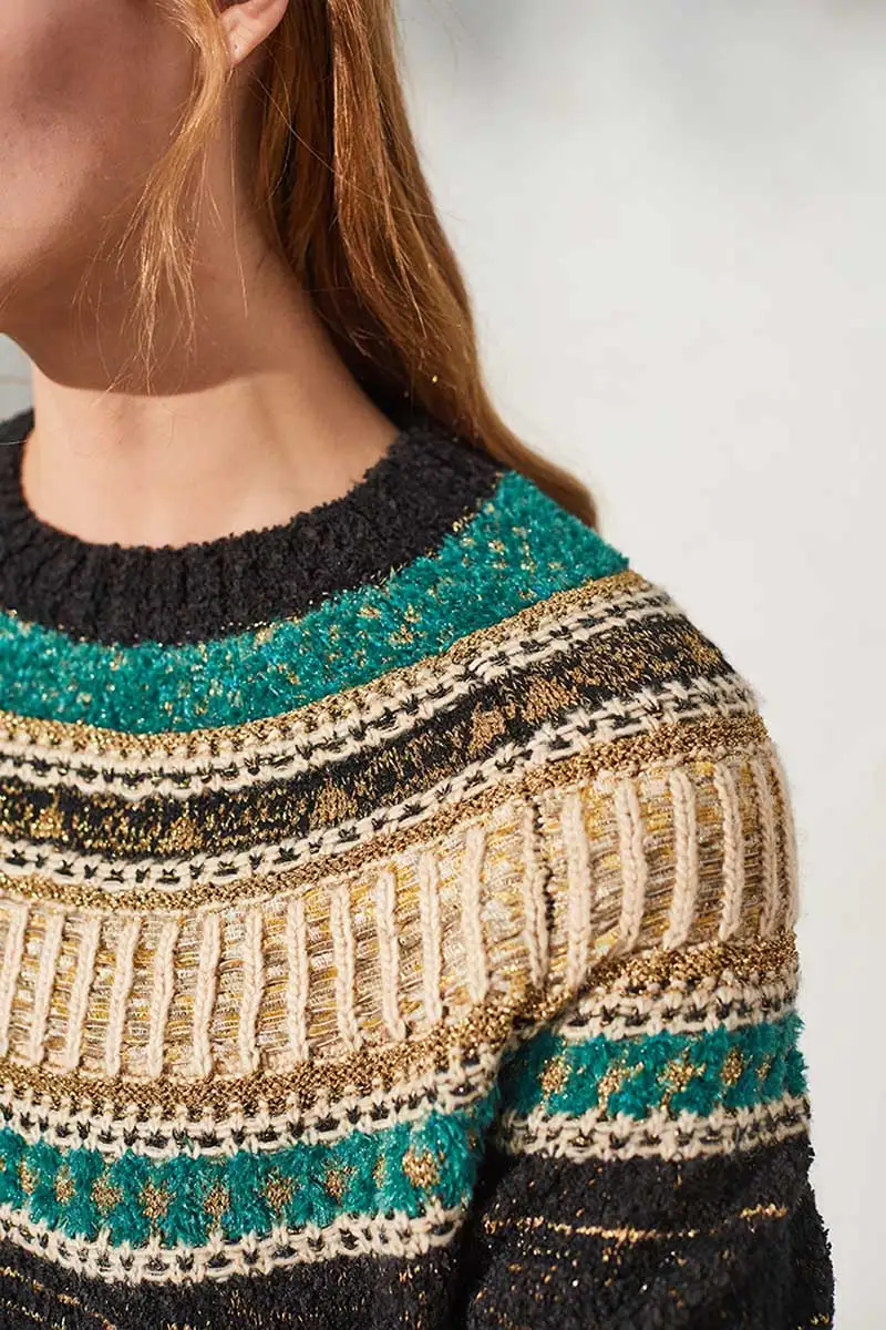 Богемный Вдохновленный ананас Золотые женские пуловеры свитера Длинные рукава зимний женский трикотажный свитер высокая мода Джемперы Новинка