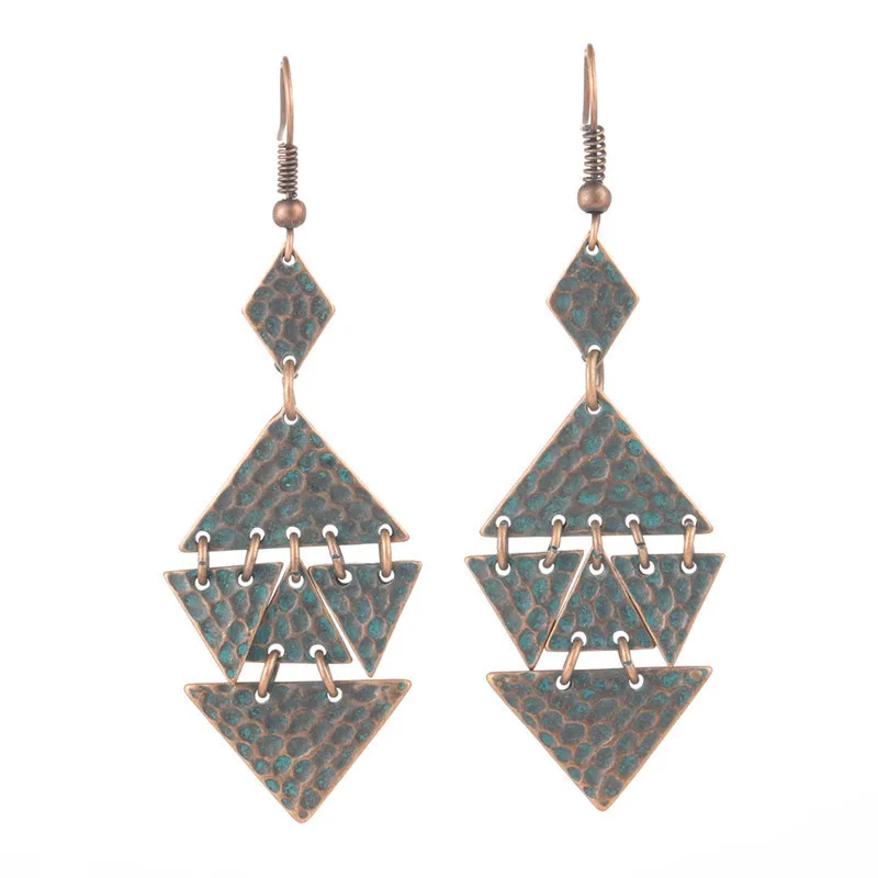 Red copper-18 24 Стили Древний Красный Медный Цвет Богемной Филигранной Серьги Boho Старинные Этнические Полые Геометрические Серьги для женщин Ювелирные Изделия - Окраска металла: Red copper-18