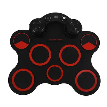 

Stereo Electronic Drum Set 7 Silicon Electronics Drum Pads Built-in Speakers USB Recording Function with Drumsticks Pedals US Pl