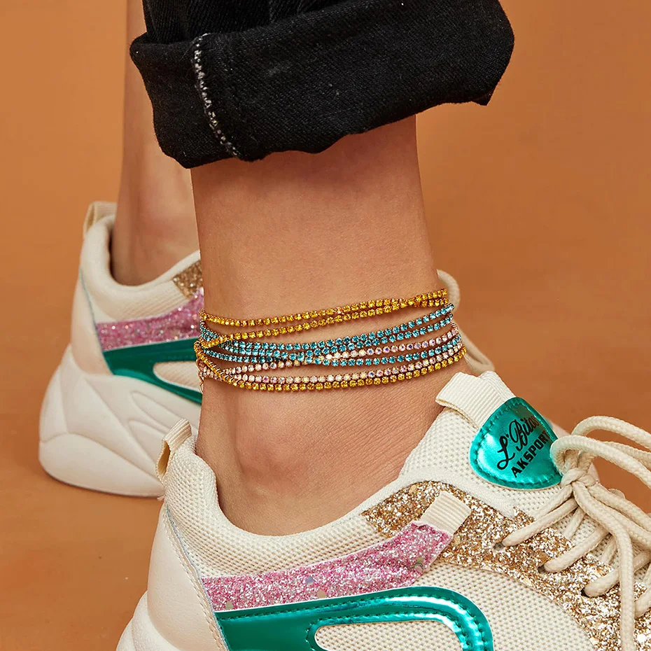 Luxury Bling Colorful Crystal Anklet Bracelet  