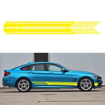 

1 * Car Body Racing Side Door Long Striped Sticker Auto Vinyl Decal For BMW Ford Durable Vinyl Exterior Sticker Decoration
