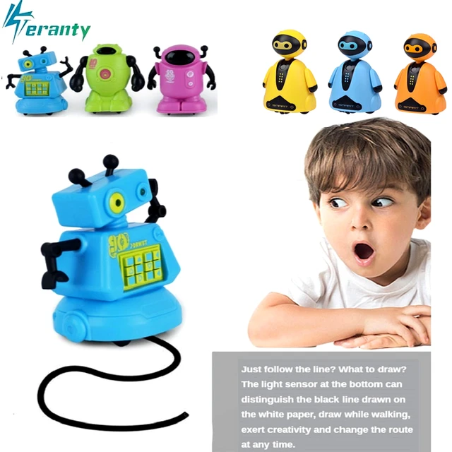 New Design Battery Operated Inductive Robot Toy Kids Plastic Drawing Robots  Inductive Line Follower Electric Robotic with Magnetic Pen LED Light Robots  Toys - China Robots Toys and Toy Robot price