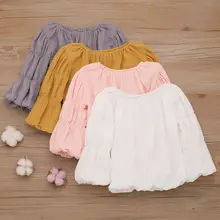 Одежда для новорожденных, для маленьких девочек Фонари рукав кофта, английская блузка теплая одежда с круглым вырезом для маленьких девочек, футболки
