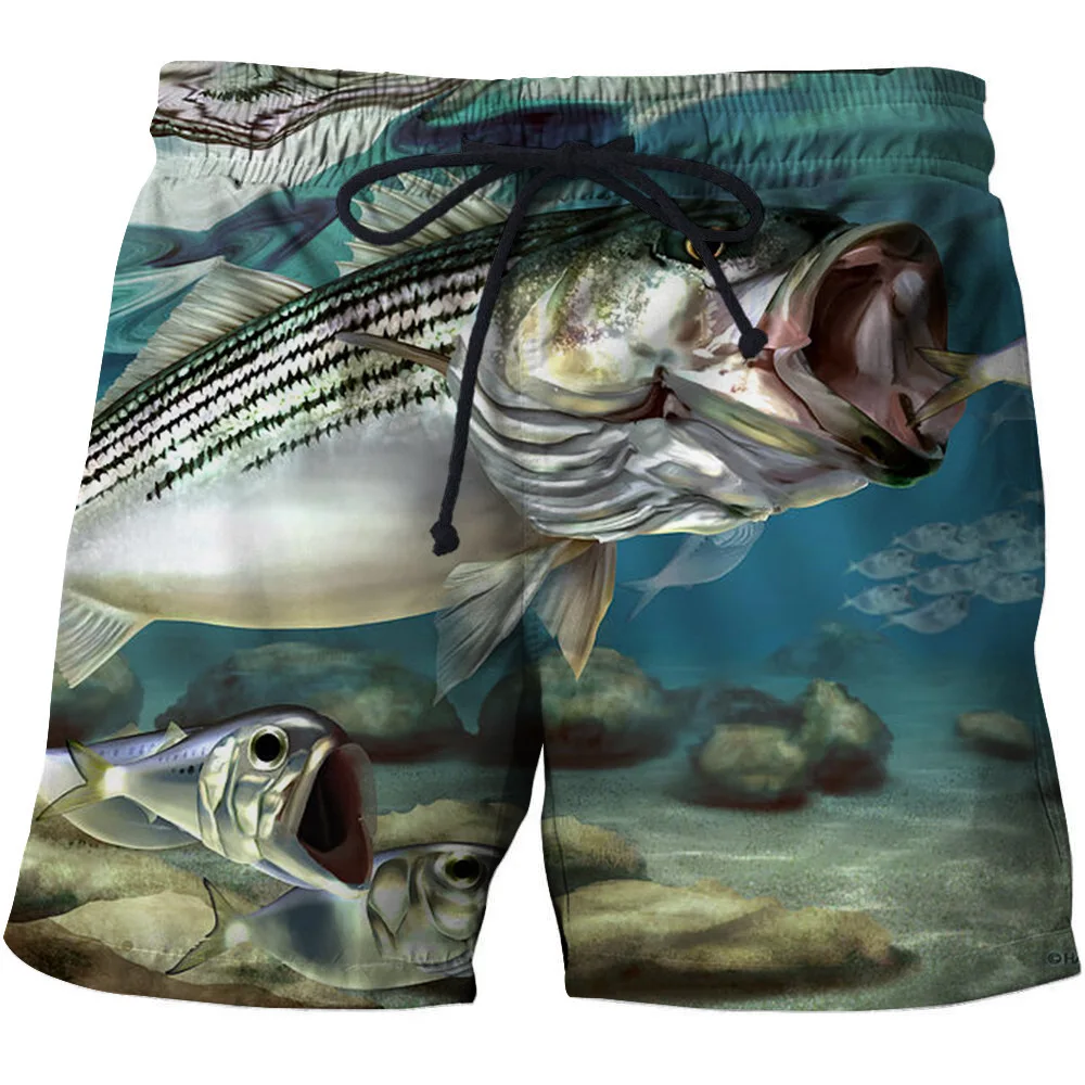 Cheap SHUJIN 3D Fish Printed Summer 2020 Surfing Swiming Cotton Shorts Men Pants Drawstring Casual Beach Wear Men Thin Short Pants