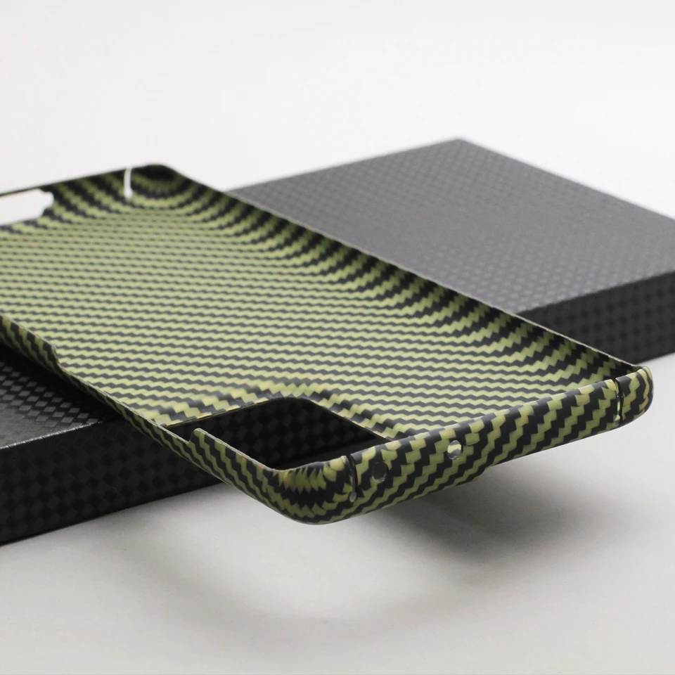 Amstar Green Carbon Fiber Protective Case for Samsung Galaxy S21 Ultra Cases Premium Ultra-thin Buniess Aramid Fiber Hard Cover
