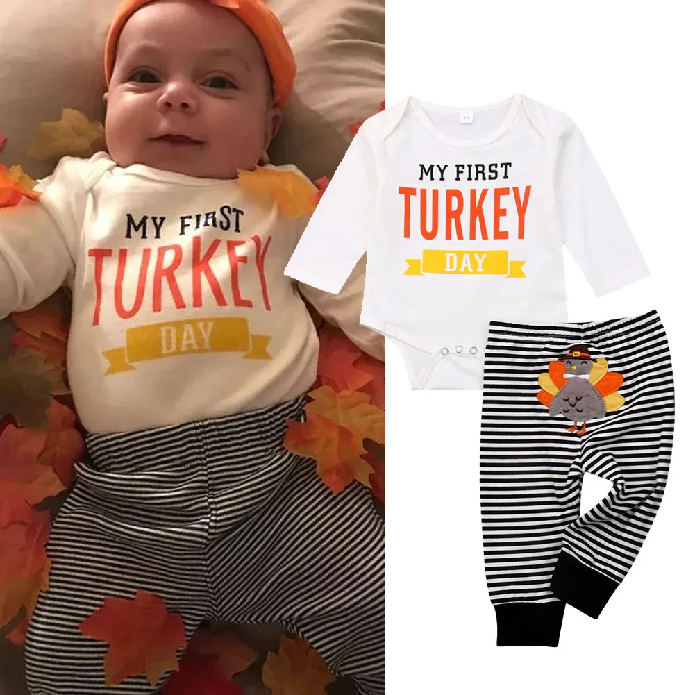 My First Turkey Day/хлопковое боди с длинными рукавами для новорожденных мальчиков и