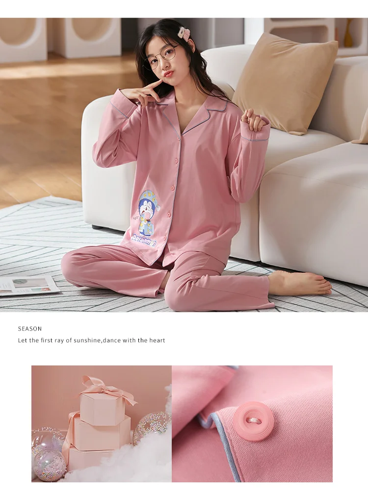 buffalo plaid pajama pants Women Cute Pink Turn-down Collar Cartoon Bears Long Sleeve Pajamas Set Autumn Winter Warm Oversized Cotton Men Women Homewear plus size silk pajamas