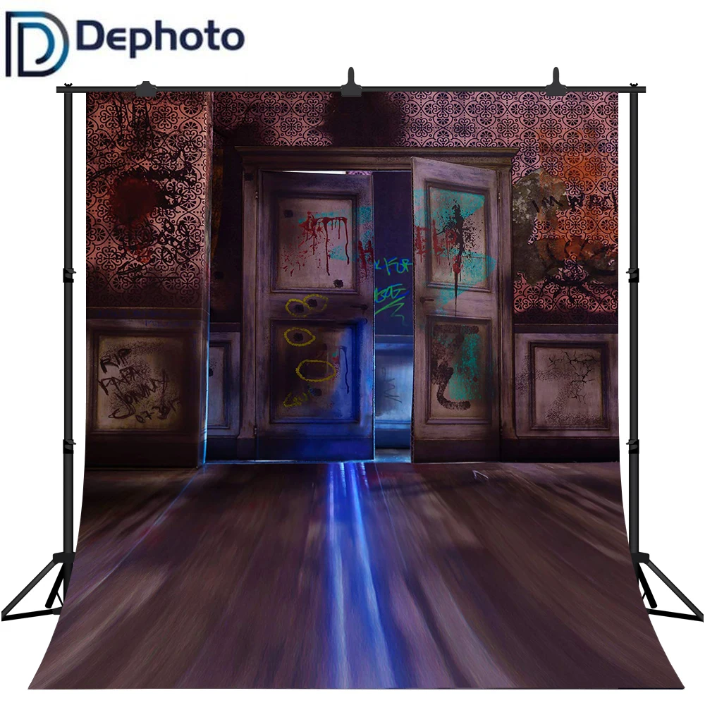 Dephoto фон для фотографий Хэллоуин ужас темная кровь рука деревянные двери