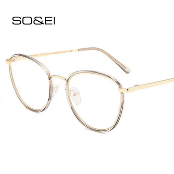 

SO&EI Vintage Round Metal Women Glasses Frame Fashion Clear Lens Eyewear Men Classic Optical Myopia Eyeglasses Frame
