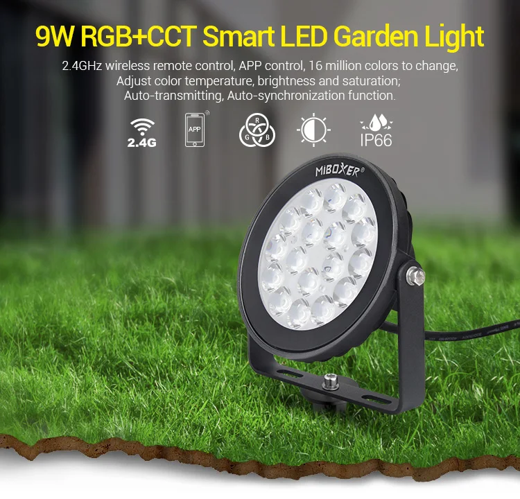 Miboxer 9 Вт RGB+ CCT умный светодиодный садовый светильник DC24V FUTC01 IP65 Водонепроницаемый светодиодный светильник наружная лампа Сад Освещение
