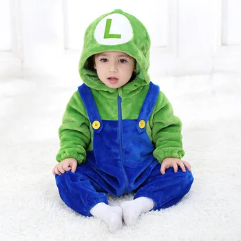 

2019 hot selling Autumn Newborn Baby Girl Boy Mario Infant Rompers Children's Garment Flannel Cartoon Cosplay Costume Jumpsuit