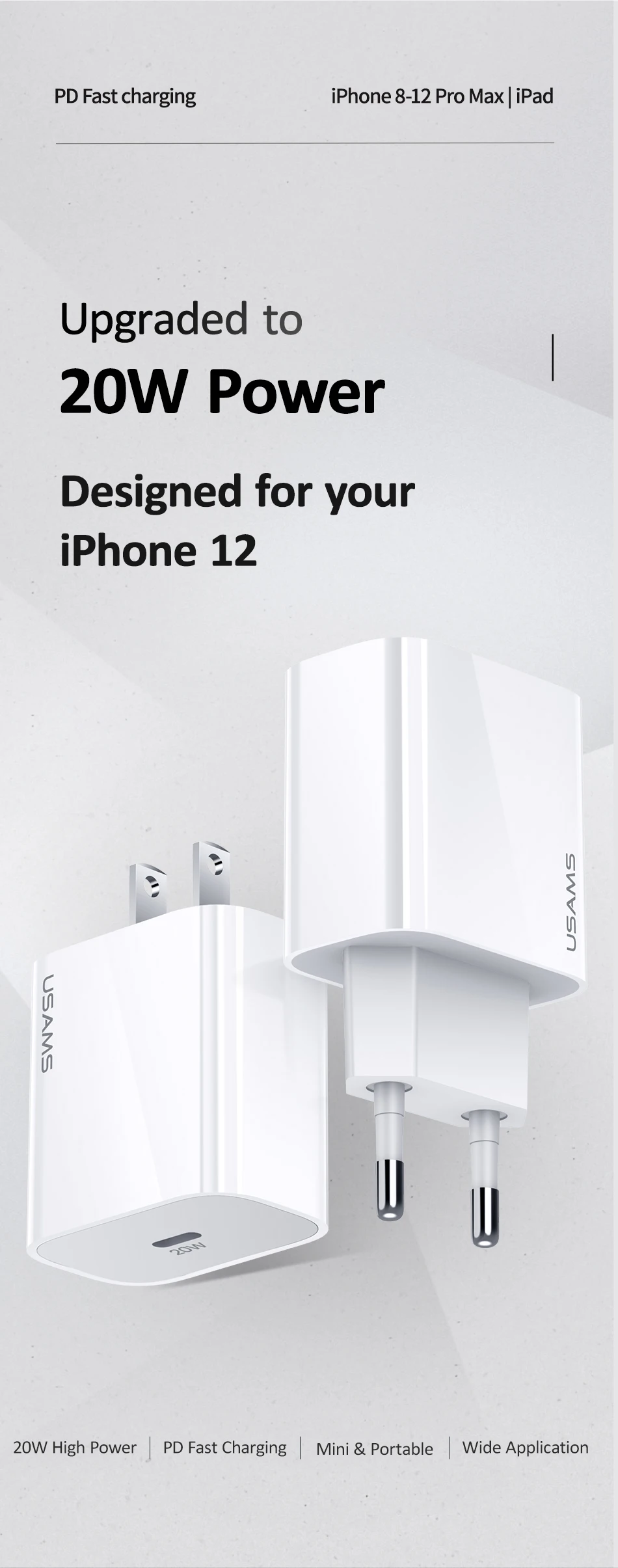 USAMS T34 Type C PD 20W Fast Charger 20W Quick Charge 4.0 3.0 QC Phone Charger US-CC118 15 H71edc5b9092149c397ac57cf55cad8528