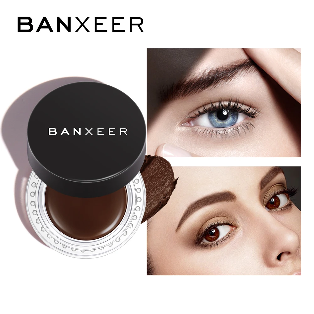 Водостойкий коричневый крем для бровей BANXEER 4 цвета с кисточкой долговечная