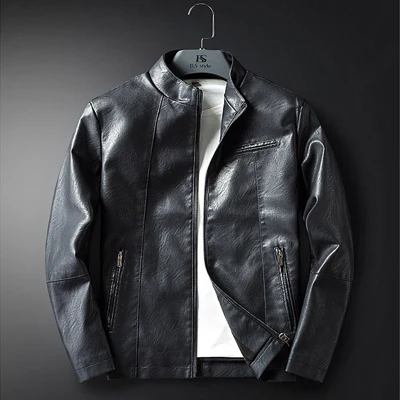 Кожаная куртка, мужские пальто, M-3XL, высокое качество, искусственная кожа, верхняя одежда для мужчин, бизнес, осень, мужская куртка 603 - Цвет: Black