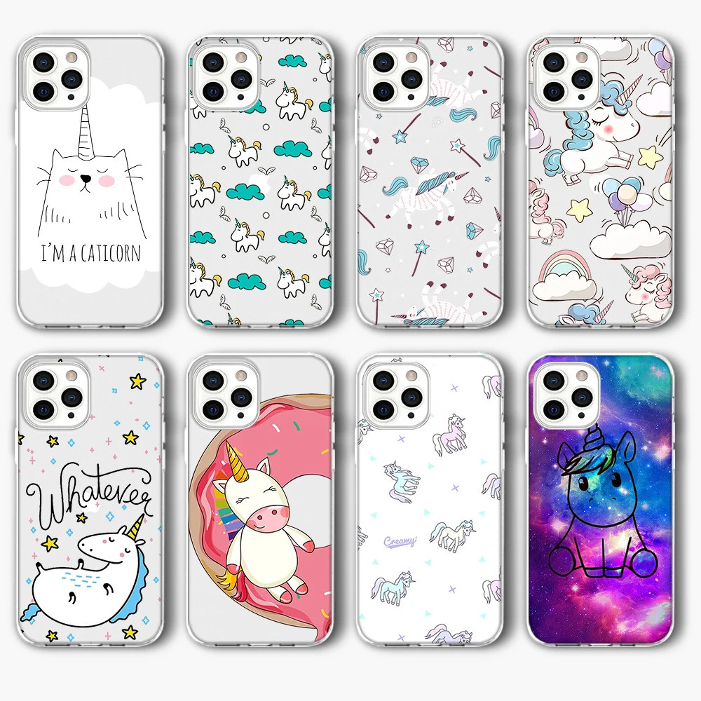 Чехол с животными единорогом для IPhone 12 Pro чехол 11 XR XS Max Mini 7X8 6 6S Plus 5S SE 2020
