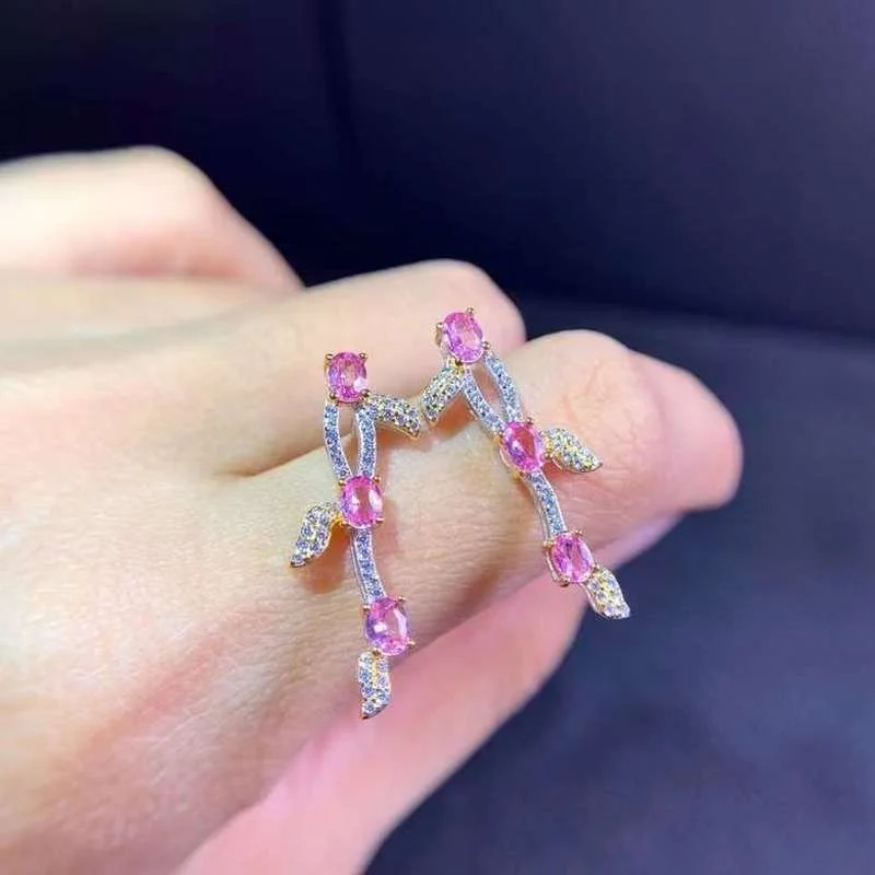 

Natural Pink Sapphire Bubble Earrings, Exquisite Sapphire Earrings, S925 Sterling Silver Hypoallergenic, Gift for Girlfriend