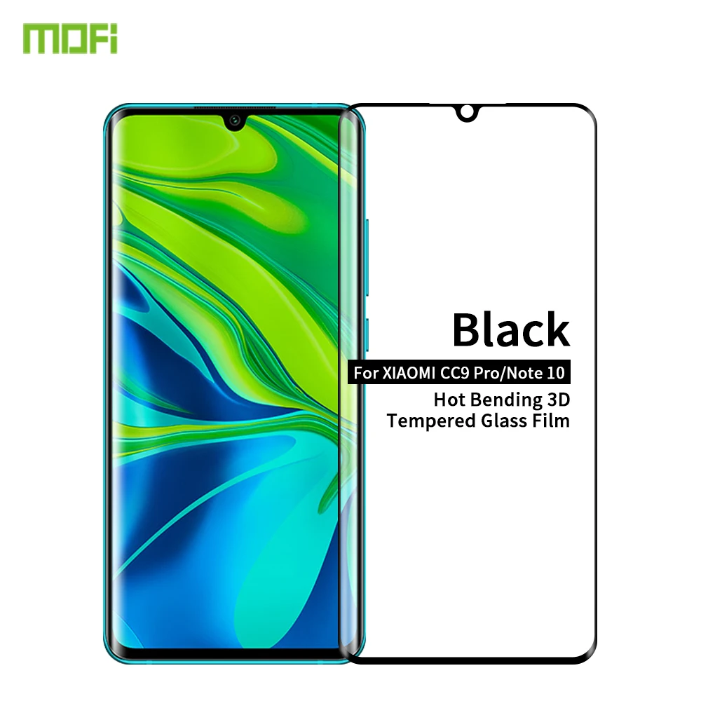 Черный MOFi стекло для Xiao mi Note 10 9H 3D изогнутое закаленное стекло для Xiaomi mi Note 10 Защитная пленка для экрана для Xiaomi mi Note 10 - Цвет: Черный