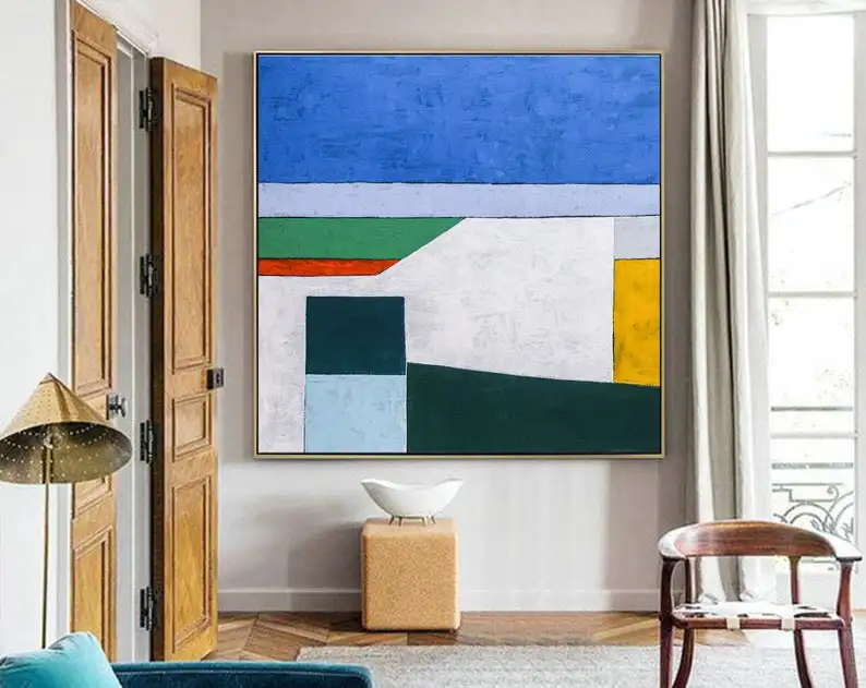 Abstract Painting Large Wall Art Acrylic Canvas Peaceful Expressionism Modern On My Balcony | Дом и сад