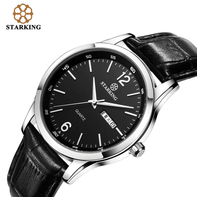 STARKING, Мужская одежда, Япония, импортные, кварцевые, для мужчин, t, мода, натуральная кожа, ремешок, известный бренд, черные наручные часы, Relogio Masculino