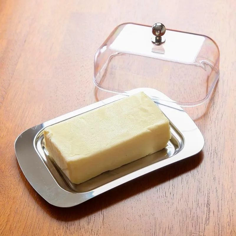 SEAAN масло блюдо с прозрачной крышкой слово контейнер кухонные столовые приборы для хранения сыра хлеба из нержавеющей стали масло блюдо коробка