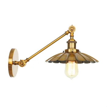 

Antique Vintage Gold Bronze LED Wall Lamp Beside Hallway Stair Loft Industrial Decor Swing Long Arm Wall Light Fixtures Wandlamp