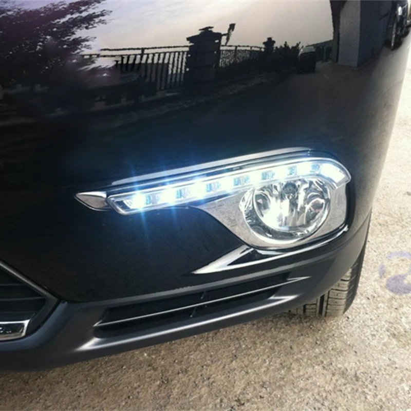 DHBH-Car Daytime Running Lights Waterproof Turn Signal Lights With Fog Light Holes For Toyota Highlander 2012 2013