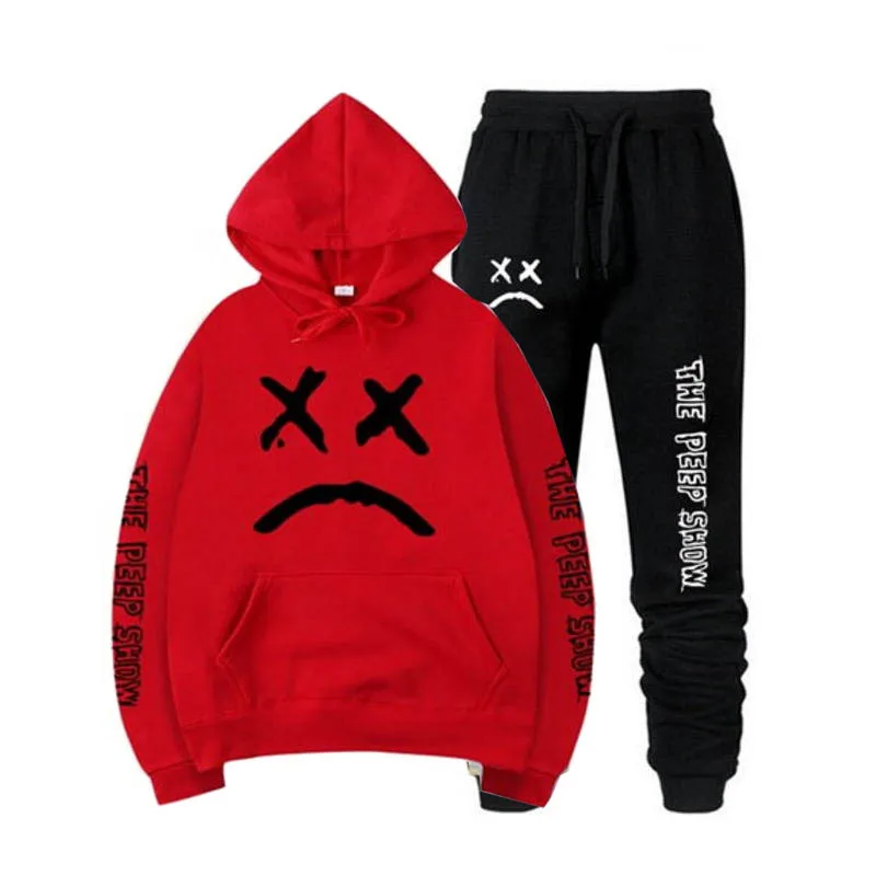 sun hoodie RIP Lil Peep Hoodies Sweatshirt + Sweatpants Suits Men Women Hip Hop Lil Peep Cry Baby Pullover Two Piece Set Sudaderas gray hoodie Hoodies & Sweatshirts