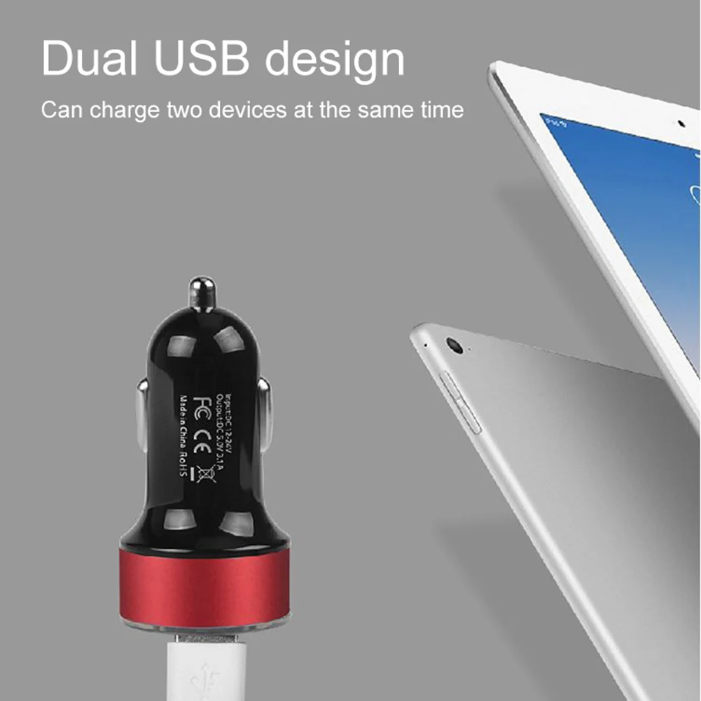 Универсальный светодиодный дисплей с двумя usb-портами 3,1 А, быстрая зарядка, автомобильное usb-зарядное устройство Sockett для мобильных телефонов huawei